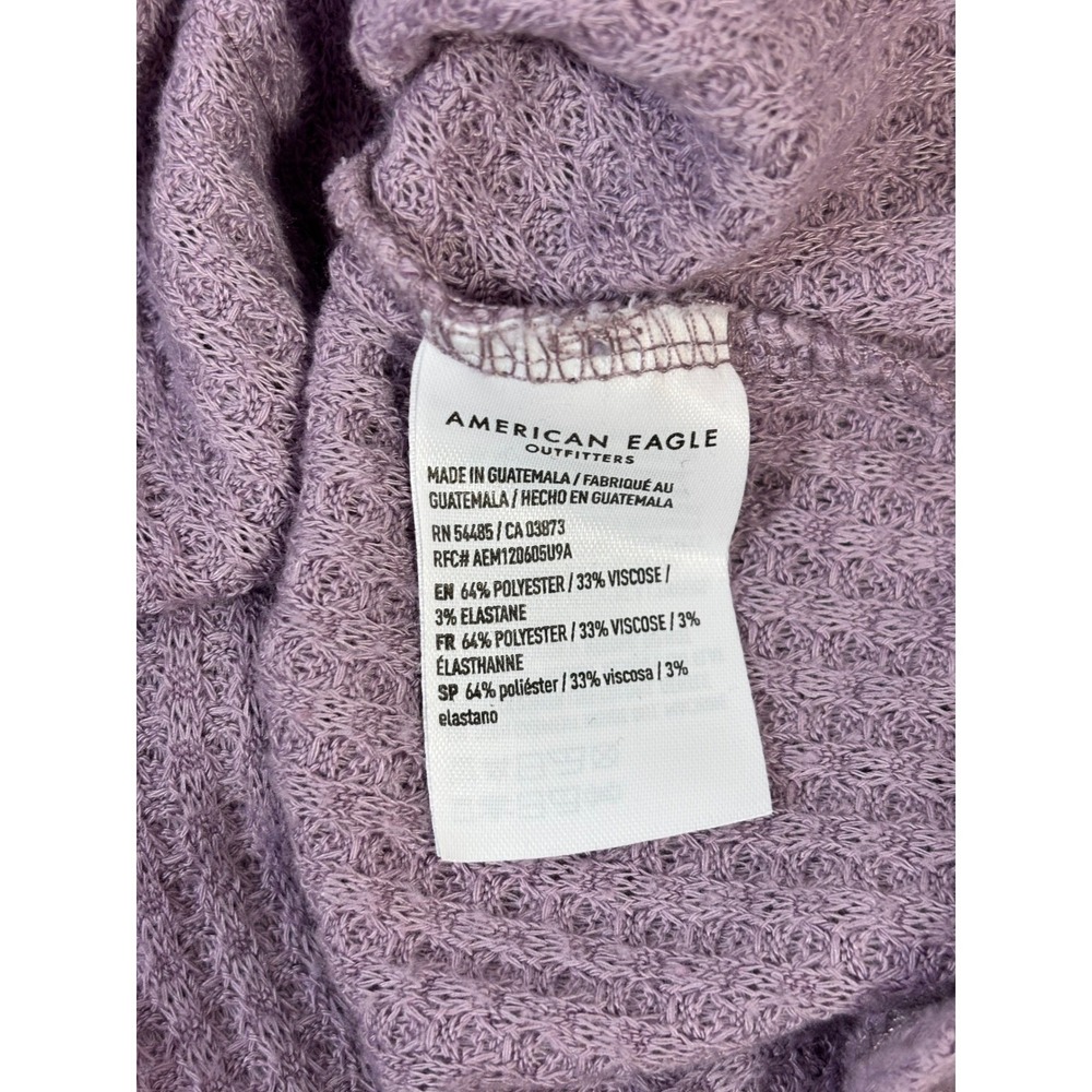 American Eagle Womens Small Purple Waffle Knit Long‎ Sleeve Thermal Top Raglan - Picture 6 of 7
